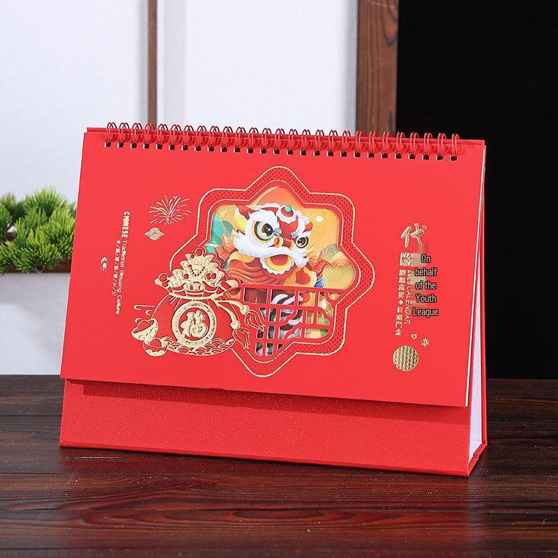 2026 Chinese Style Year of the Horse Red Desk Calendar – Creative Cut-out Design