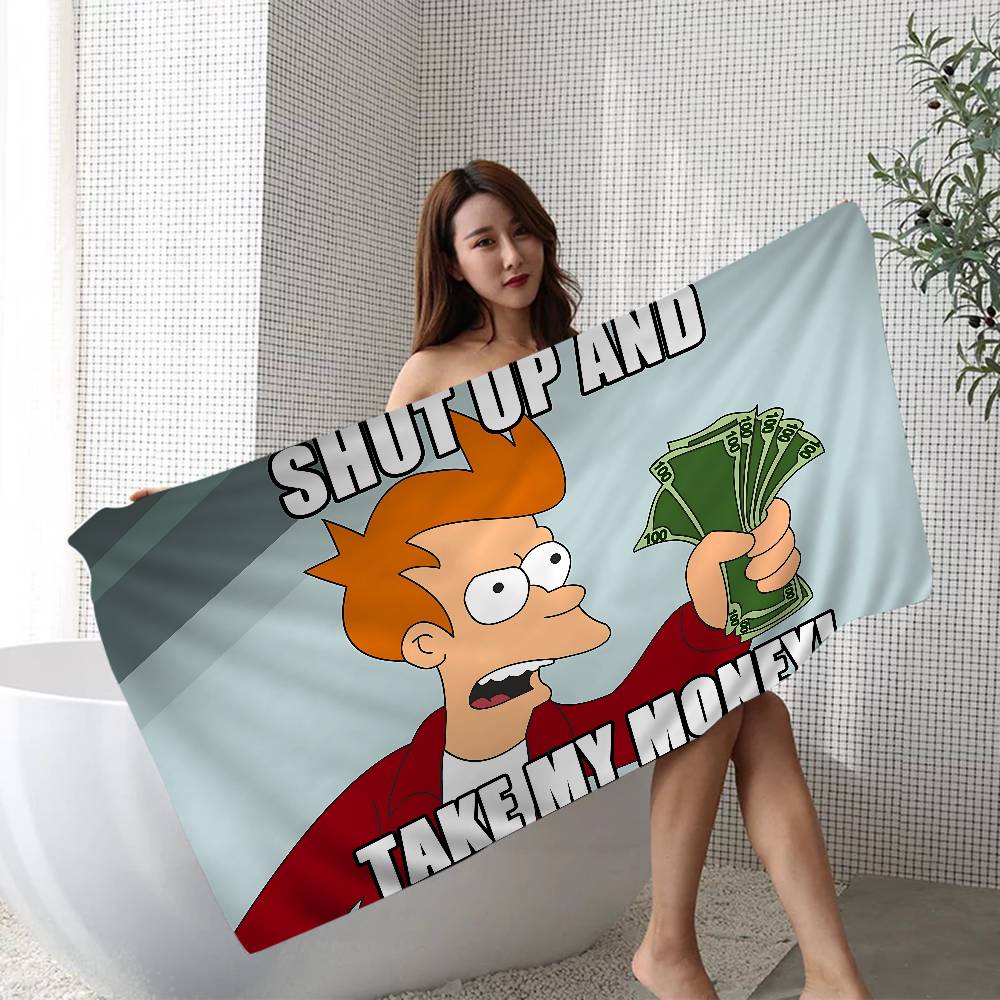 Beliebte amerikanische Animation F-Futurama Spiel Mikrofaser Bedrucktes Strandtuch Bergsteigen Strand Laufen Saugfähiges Weiches Handtuch