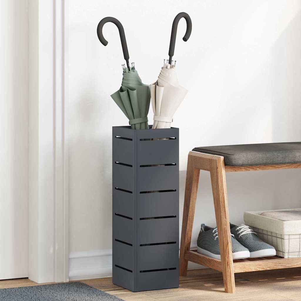 Umbrella Stand Anthracite Grey 15.5 X 15.5 X 49 Cm Metal