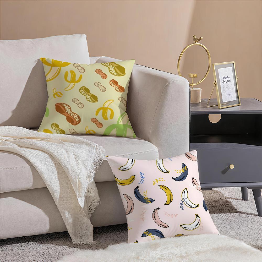 Pastoral Simple Handdrawn Banana Cushion Cover Throw Pillow Cover Hidden Button Durable Polyester Chair Cushion