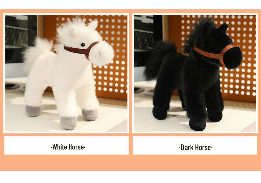 Cross-border Simulation Plush Pony: White Dragon, Black Horse, White Horse Dolls - Gift for Boys and Children