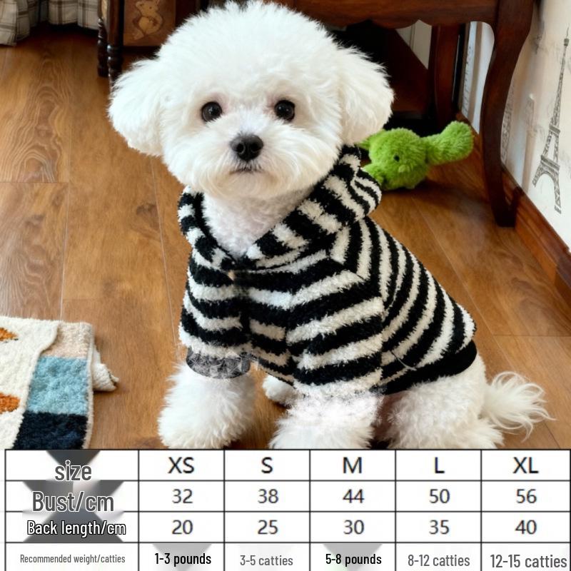 Autumn & Winter Velvet Striped Pet Vest for Hairless Cats & Corgis