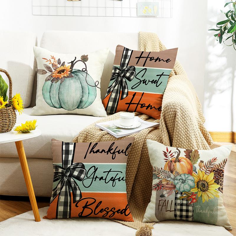 New Pumpkin Letter Print Pillow for Autumn Living Room Sofa Cushion Bedside Bay Window Cushion Cover