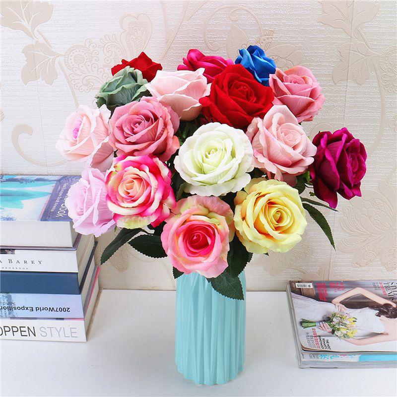 Elegant 5set Artificial Silk Fake Flowers Rose Bouquet For Wedding And Home Decor