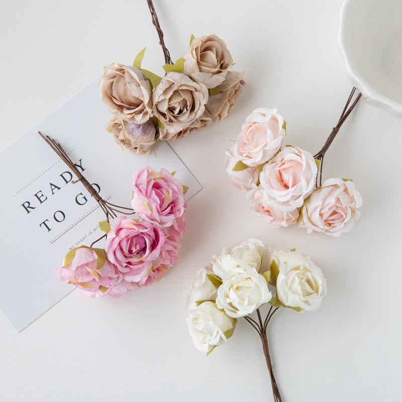 Vintage Simulationsblume Rose DIY Blumenkranz Zubehör Material Künstliche Blume Hanbok Kopfschmuck Blumenstrauß Geschenk Dekoration Eleganz Künstliche Blumen