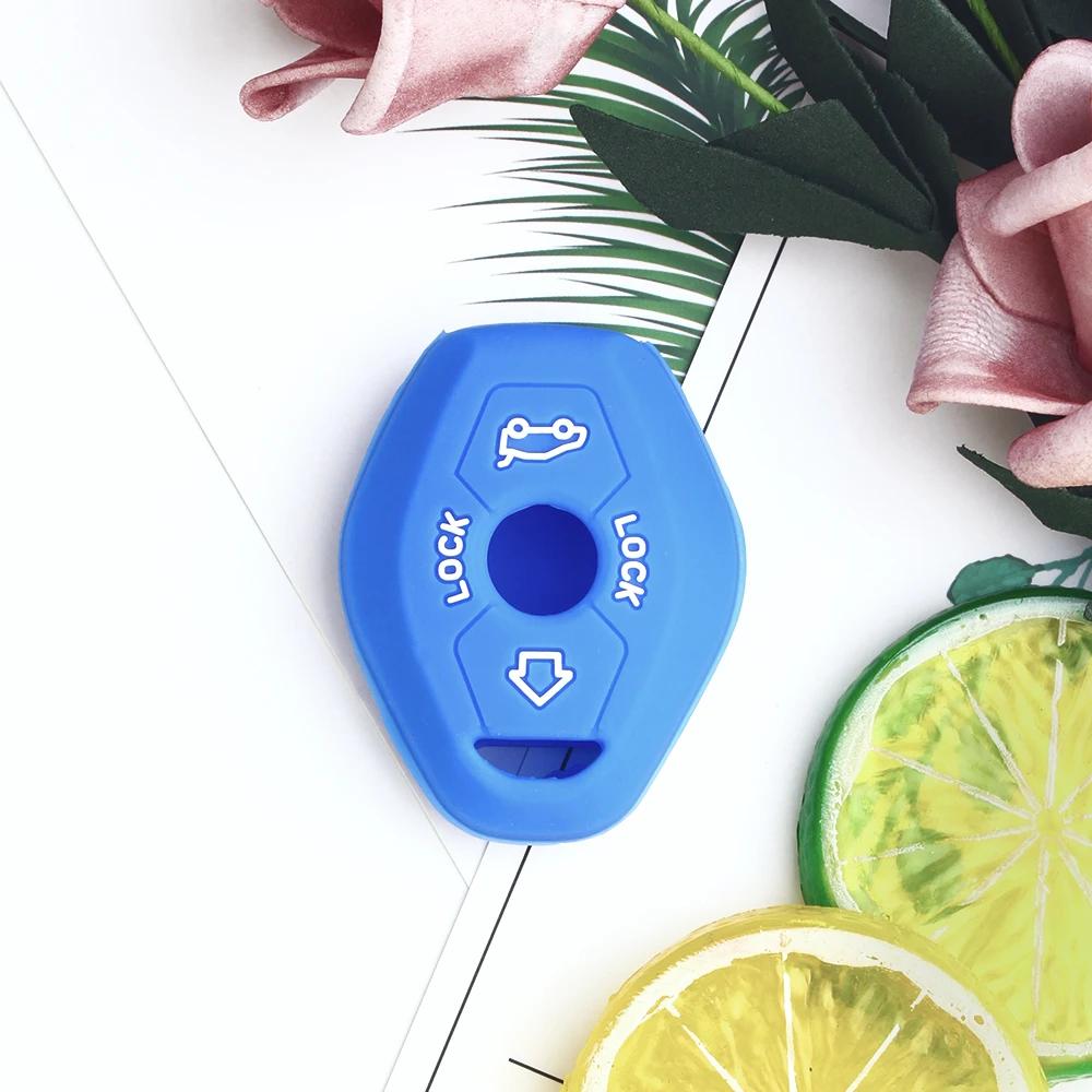 

3 кнопки дистанционного силиконового автомобильного ключа защитный чехол для брелока чехол для BMW 7 серии X3 X5 Z3 Z4 3 5 E38 E39 E46 E83 M5 325i синий