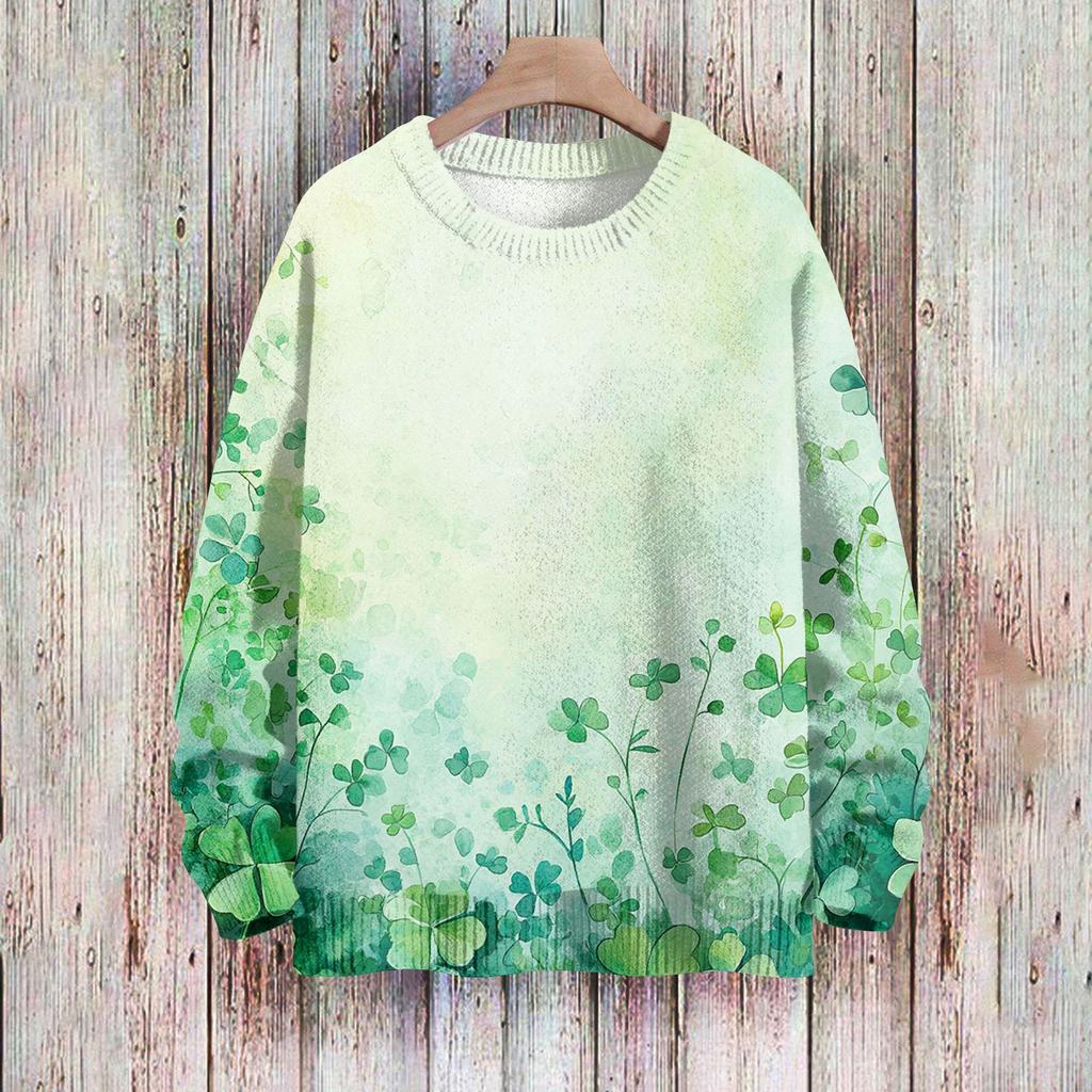 Happy  Sweatshirts For Women Knit Sweater Cute Shirt Fall Crewneck Pullover Tops