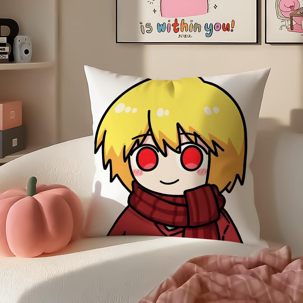 Anime HHunter x cute cartoon Cushion Cover Pillowcase Short Plush Invisible zipper Room Sofa Cushion Cover