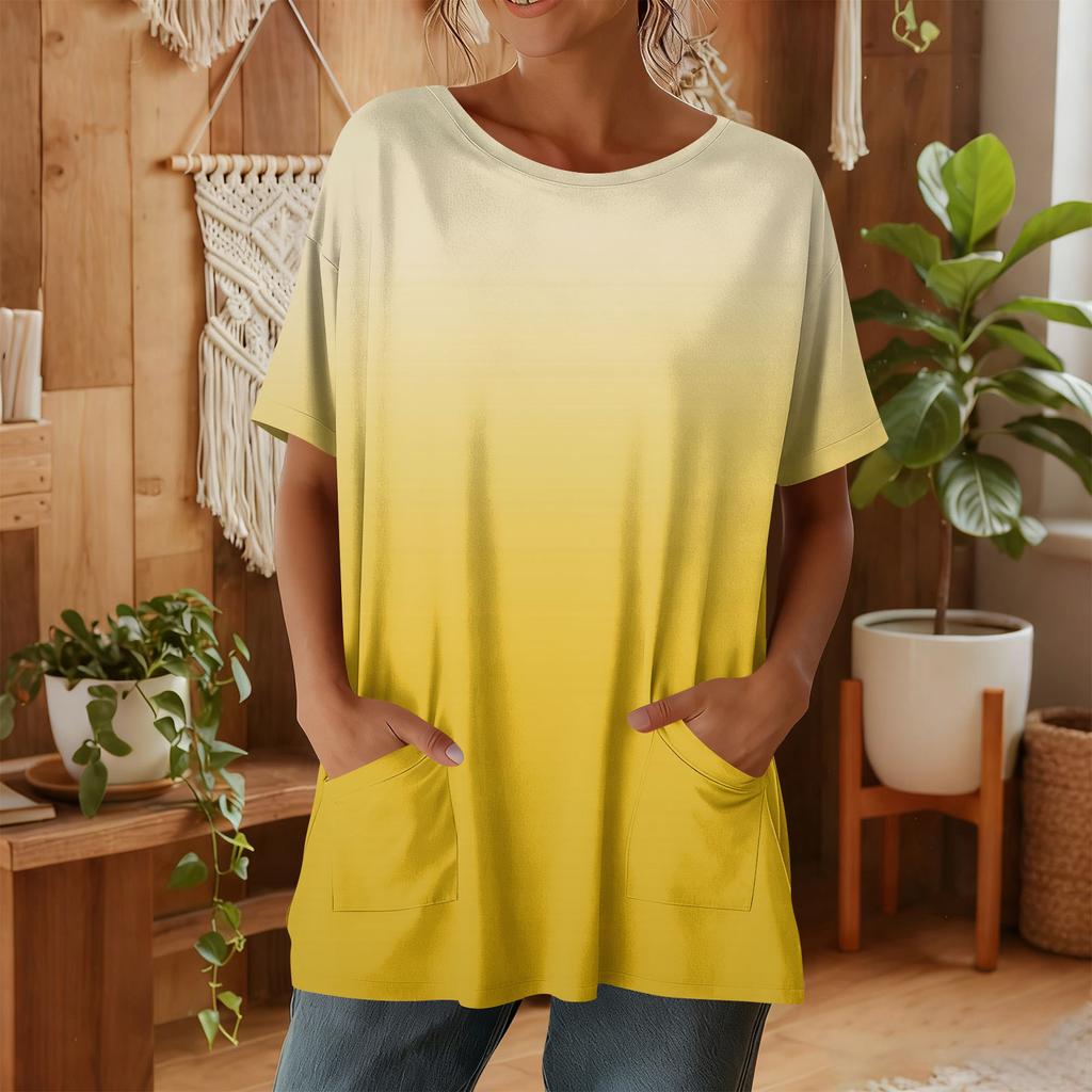 Top casual da donna alla moda a maniche corte con stampa floreale