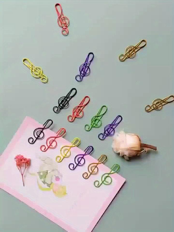 30pcs Color Metal Note Clip Music Stationery Treble Clef Small Bookmark Pin Note Bookmark Gift