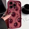 Luxury Wine Red Cherry Print Phone Case for Samsung Galaxy A56 A55 A36 A35 A26 A25 A15 5G A24 A23 A22 A52 A52S A71 A72 4G Cover