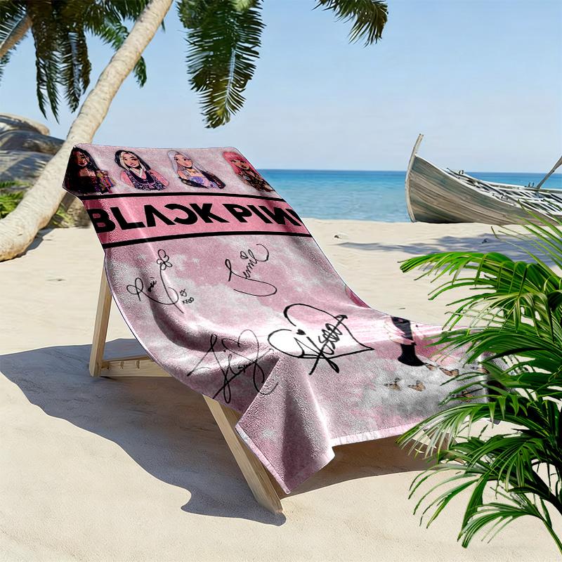 Blackpink Heartbeat Glow Beach Towel Beach Towel for Vacation Photos Portable for Travel Outdoor Pool Towel Absorbent Bath Towel Swim