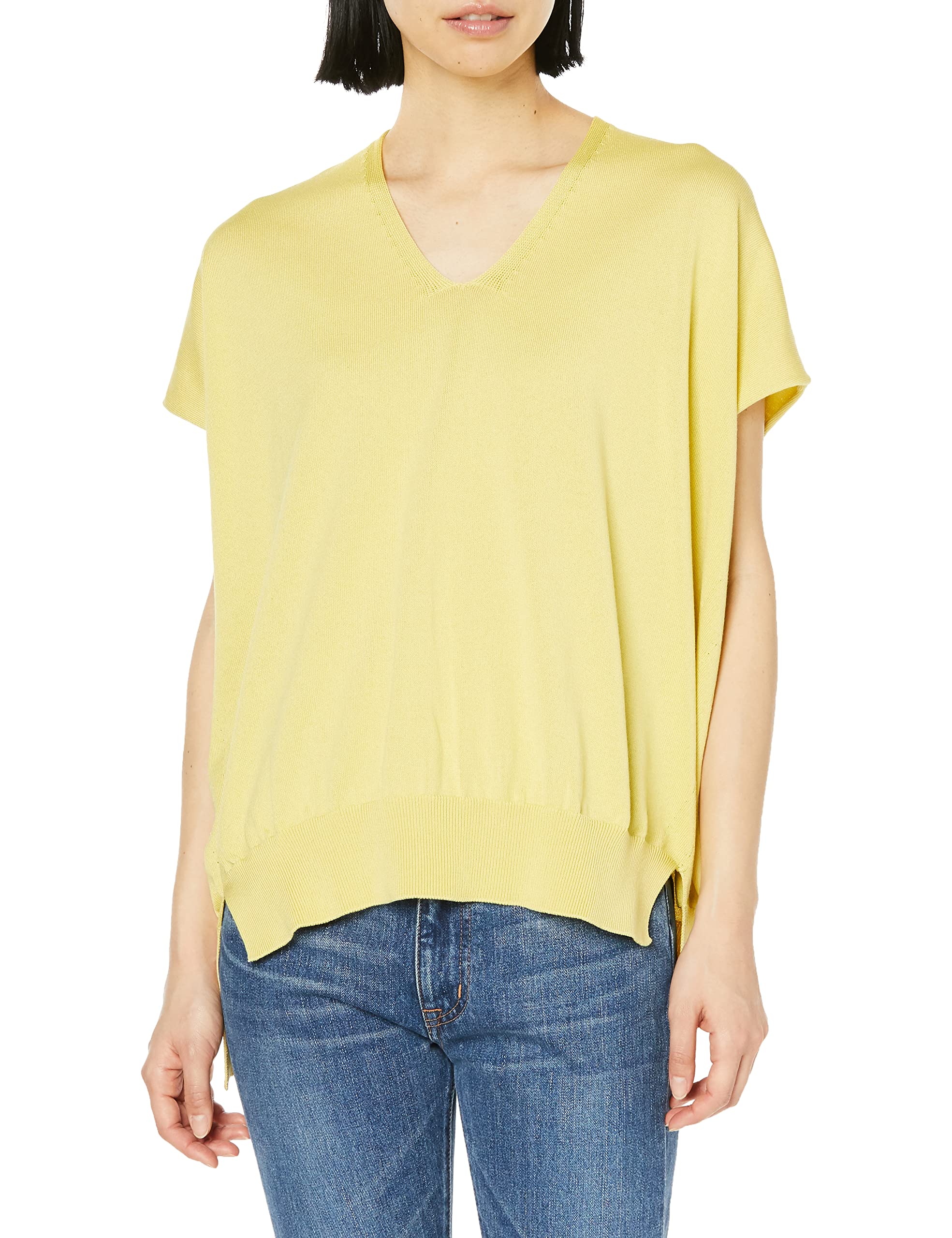 

Свитер женский с V-образным вырезом Equon Box французского желтого цвета,