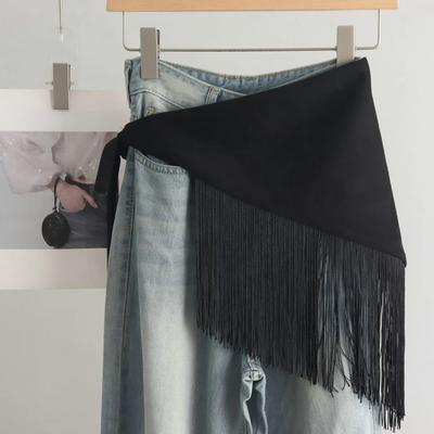 Millennial Hot Girl Leopard Print Tassel Wide Waist Belt for Women American Y2K Retro Style To Match Skirts And Jeans