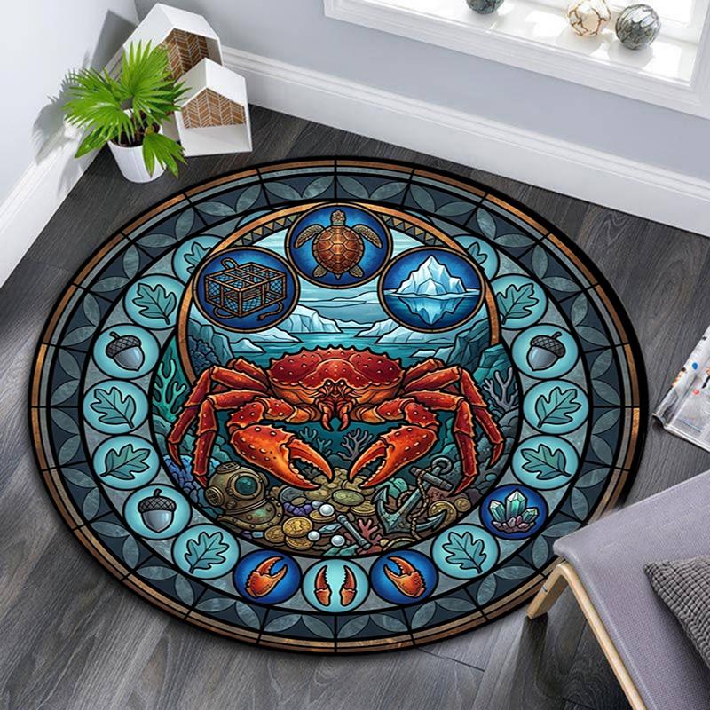 Oceanic Glass Round Area Rug Under Office Chairs Bedroom Living Room Home Decor