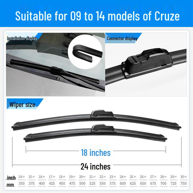 Chevrolet Cruze 18" Frameless Silent Wiper - Model 17, Specially Designed Car Part