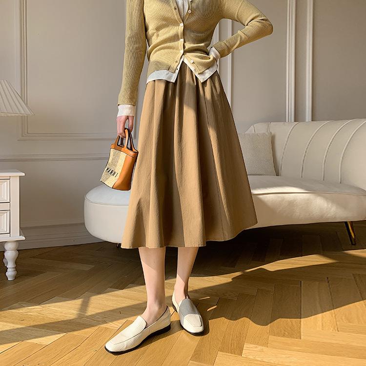 

Новое поступление: Женская юбка А-силуэта с высокой талией из выстиранного хлопка - Свободная, повседневная, универсальная, в японском стиле, для весны и лета One Size кофейный