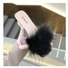 Fashion Fur Feather Lady Fashion Wedding Slip-On Pink Women Sandals 2025 Fluffy Peep Toe Sexy High Heels Women Square Toe Shoes Footwear