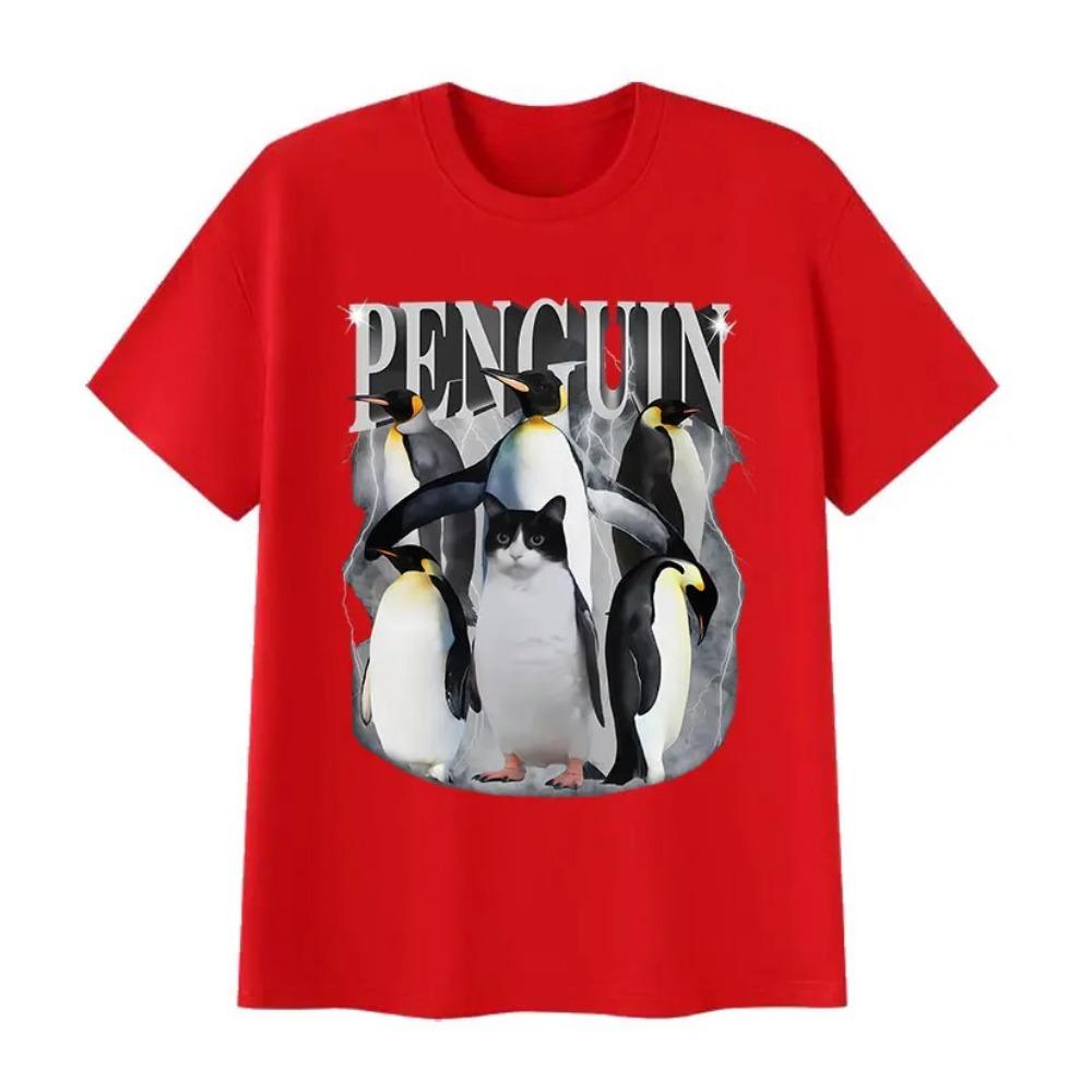 Süßer Pinguin Lustiges Meme T-Shirt Herren Damen Vintage Mode Hohe Qualität Baumwolle T-Shirts Oberteile Kleidung Kurzarm T-Shirt