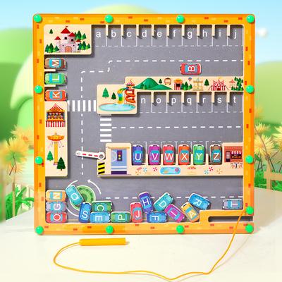Montessori Magnetisches Alphabet Labyrinth Buchstaben Puzzle Parkplatz Puzzles Kinder Vorschulgeschenke