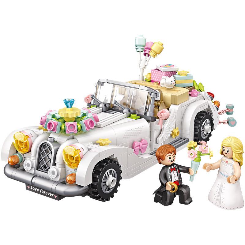 Jaki Retro Simulation Wedding Car Proposal Exclusive Educational Model Children Girl Building Blocks Toy