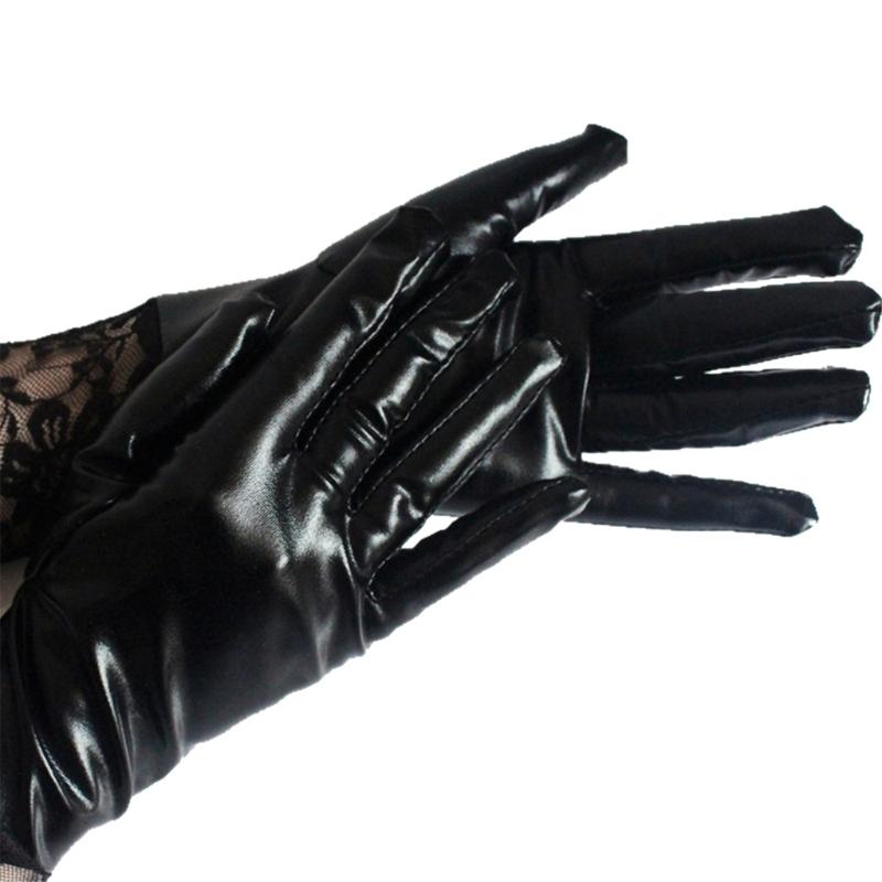 Chic Lace Trimmed Glossy Gloves With High Perfect For Evening Parties Outdoor Activities Easy Clean
