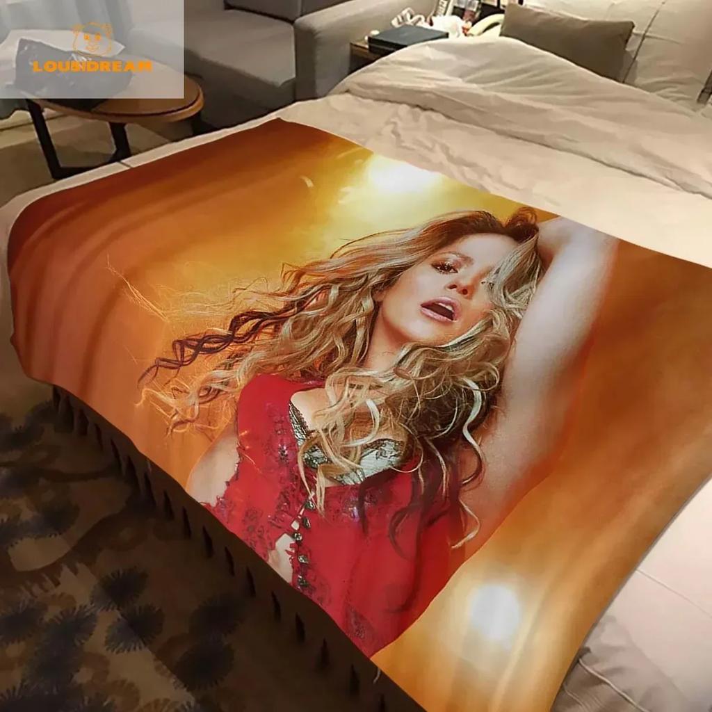 Mode Shakira Merch Pop Kvinnlig Sångare Tryck Flanellfilt Stjärnkonst Bärbar Hem Resa Kontor Vilopaus Julklapp