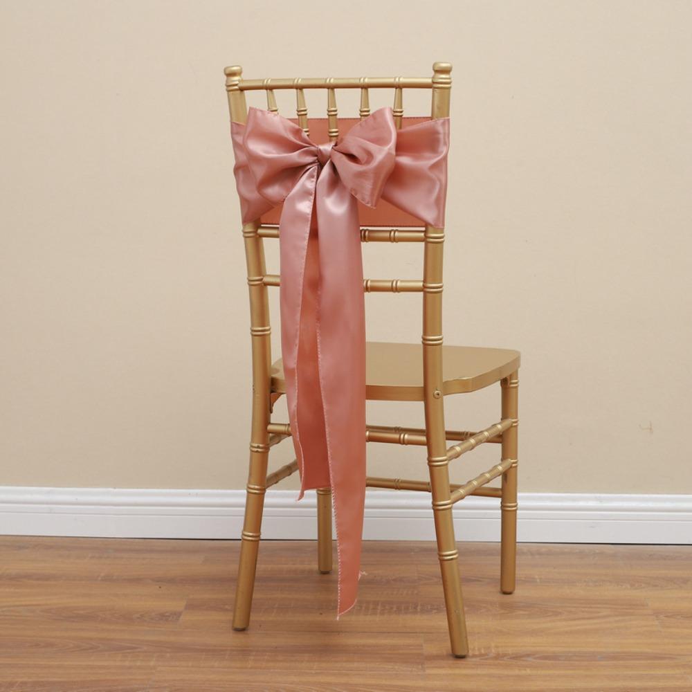 5pcs Vintage Bow Chair Cover 275cm Chair Back Ribbon Satin Wedding Chair Sashes  Baby Shower
