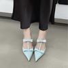 Women'S Shoes Spring Pointed Toe Thin Heel High Heel Elegant French Style Fashion Bow Outdoor Wear Slippers Mules