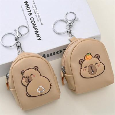 Niedliches Capybara PU Schultaschenform Münzfach Mädchenhaft Tragbar Lippenstift Kopfhörer Große Kapazität Aufbewahrungstaschen Schlüsselanhänger Anhänger Geschenke