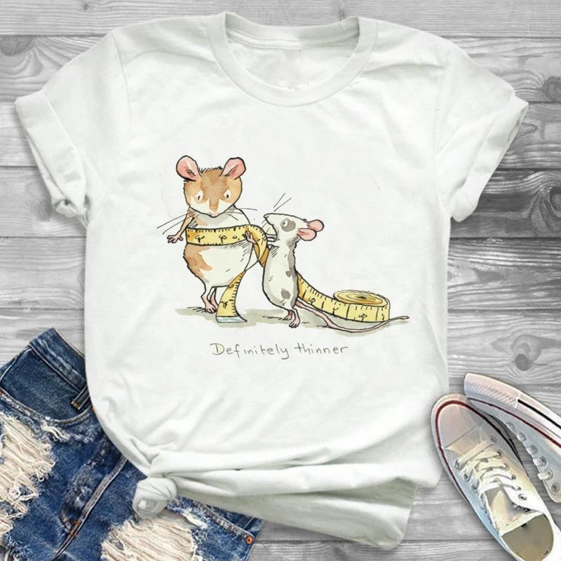 Lovely Style Pet Print T-Shirt Crew Neck Casual Short Sleeve T-Shirt Spring Summer Women's Clothing Fashion Simple Short Sleeve