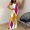 Women's Elastic Printed Long Skirt Versatile Retro Dress