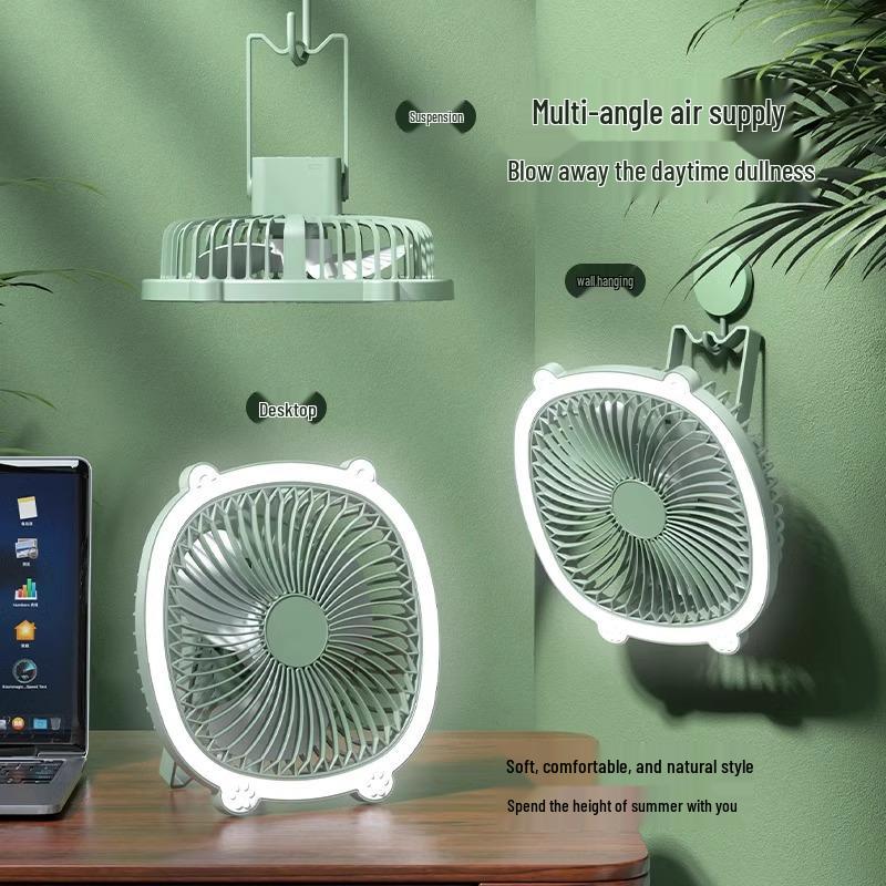3-in-1 Silent Electric Fan: Desktop, Wall-Mounted, Folding, Dual-Use with USB Charging & Plug-In Options for Dorms & Homes.
