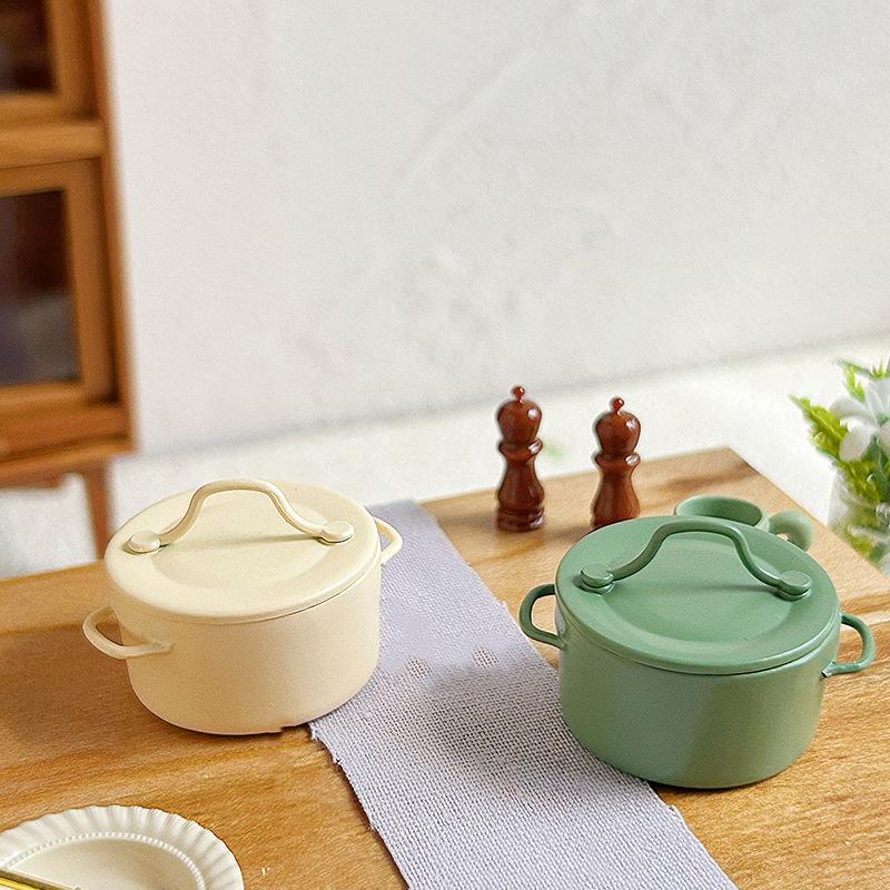 1/12 Puppenhaus Mini Sahne-Pilzsuppe Topf Modell Puppenhaus Simulation Küchen Dekoration Zubehör Rollenspiel Spielzeug