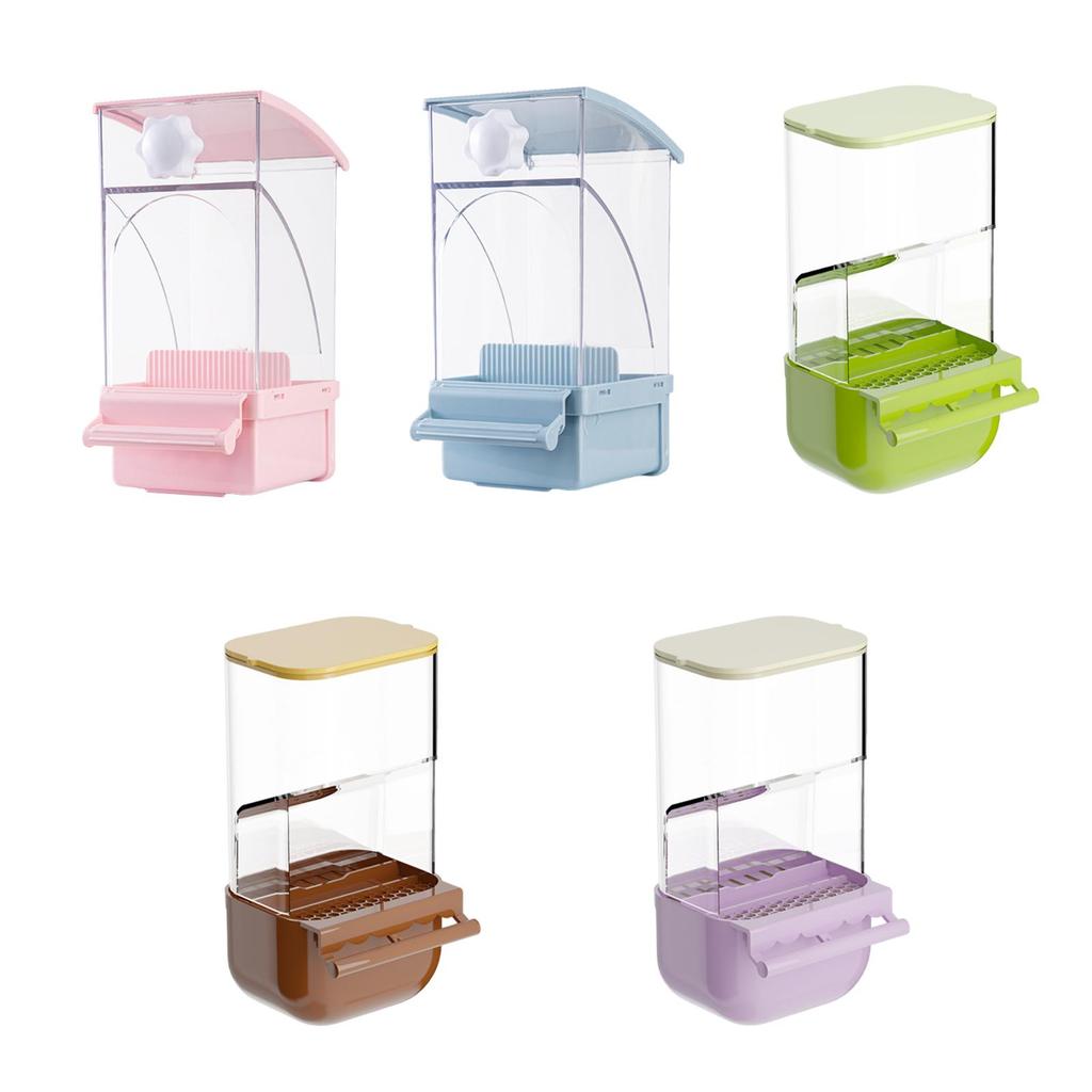 No Mess Bird Feeder Sturdy Automatic Parrot Feeder with Perch Cage Accessories Food Container for Budgies Canary Finch Cockatoo