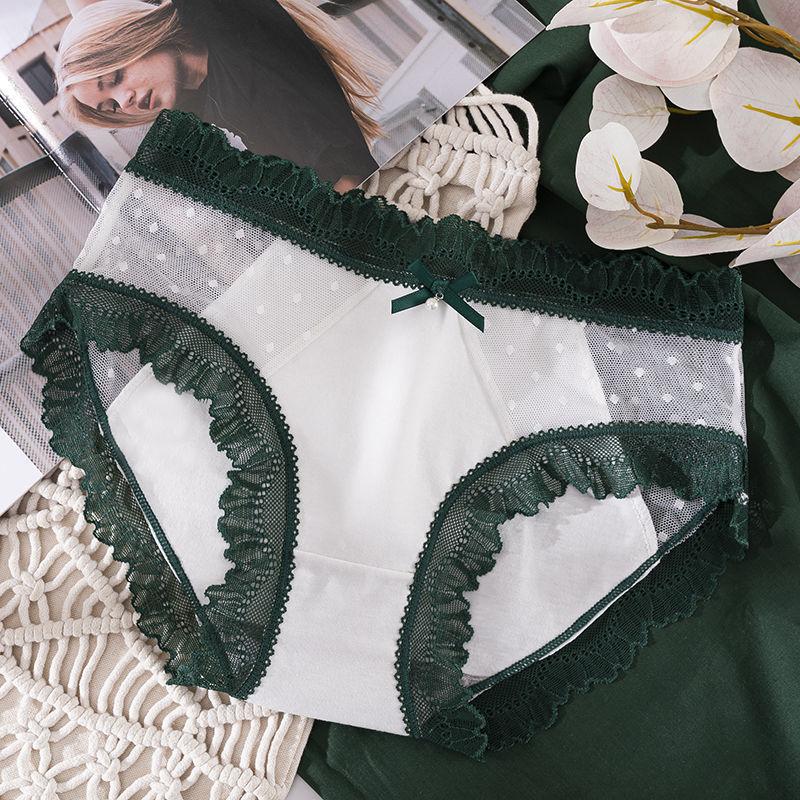 

Летнее ультратонкое кружевное нижнее белье для женщин, сексуальное и очаровательное, сетка средней талии, голые и бесшовные, дышащие женские треугольные трусики XL