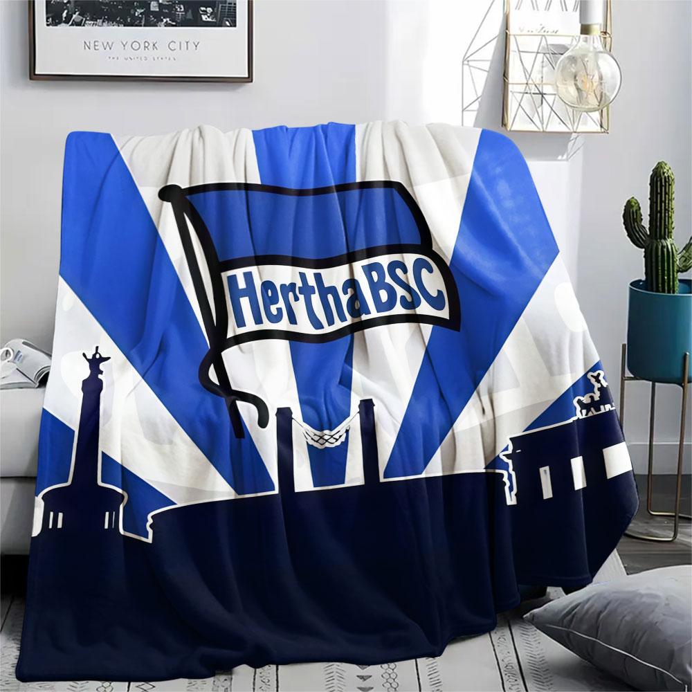 Hertha BSC Berlin Printed Flannel Blanket, soft throw for bedroom sofa, washable,soccer fan merchandise, great gift. 80cm x 120cm