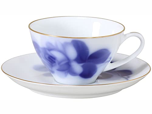 

Okura Pottery Art Blue Rose Cup & Saucer, Coffee/Tea, Approx. 210cc, Made in Japan, 30C/8211