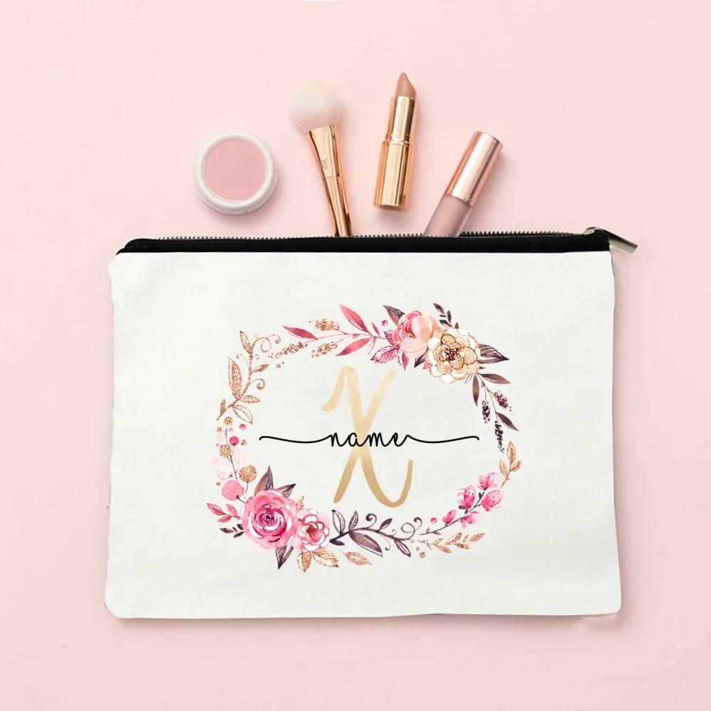 Initial Makeup Bag Personalized Bride Makeup Box Decorative Gift Female Organizer Travel Toilet Wash Wallet