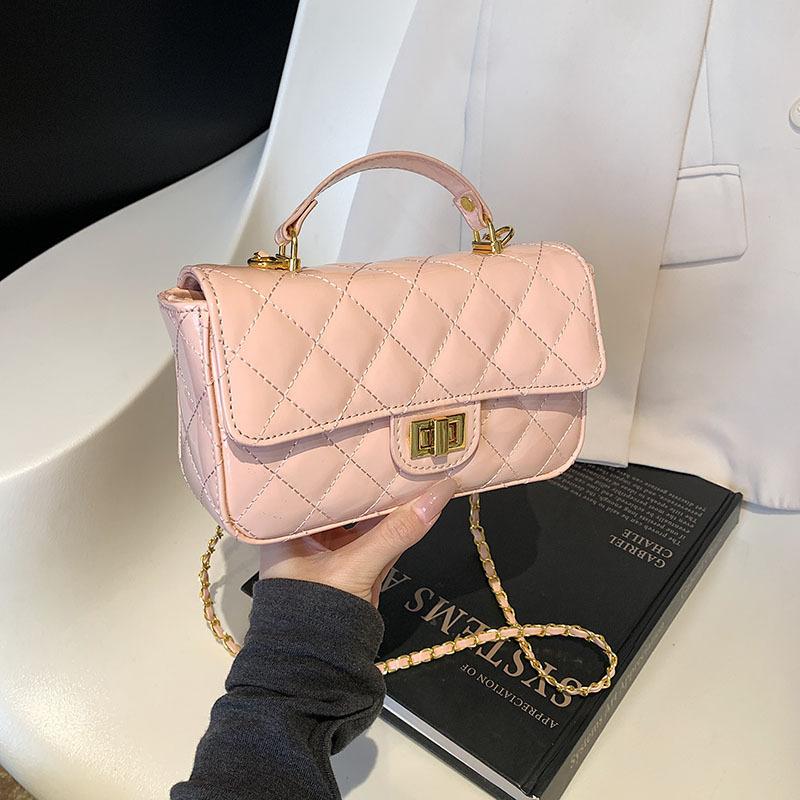 New High-end Patent Leather Embroidery Thread Rhombus Chain Bag Portable Shoulder Messenger Women's Bag