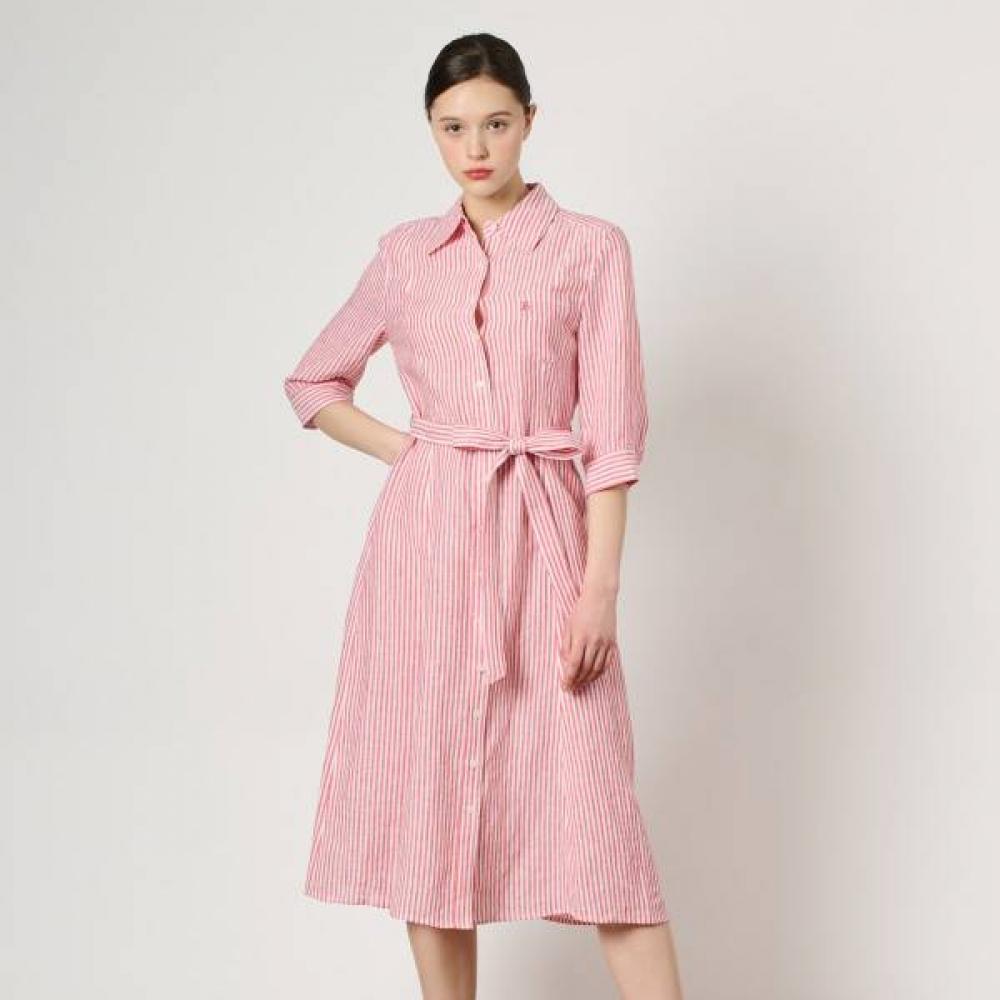 

BCBG Льняное платье в полоску с поясом B4m3o602 red (24)/55