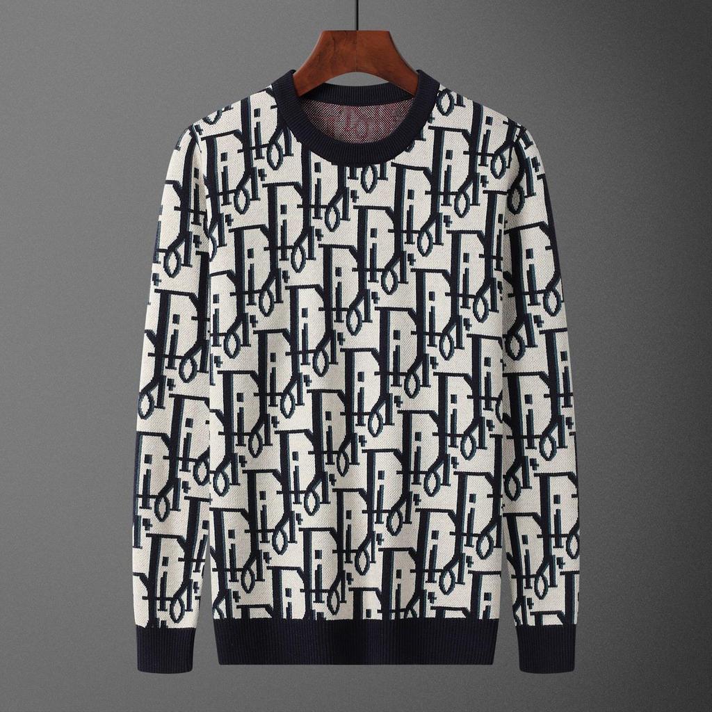Pánský evropský lehký luxusní podzimní/zimní žakárový svetr s potiskem písmen