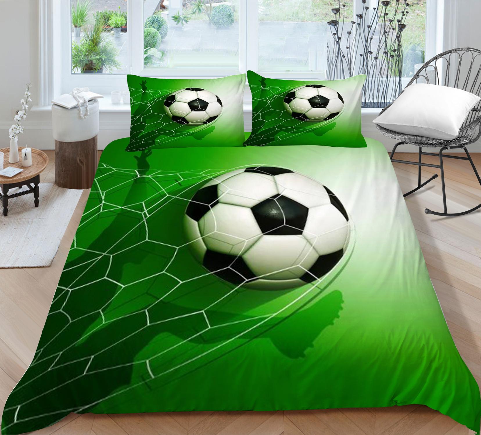 

3D футбольный комплект постельного белья со спортивным узором, пододеяльник, наволочка, 2 или 3 предмета, украшение для спальни для мальчиков и мужчин, любителей футбола Baby 100x135cm