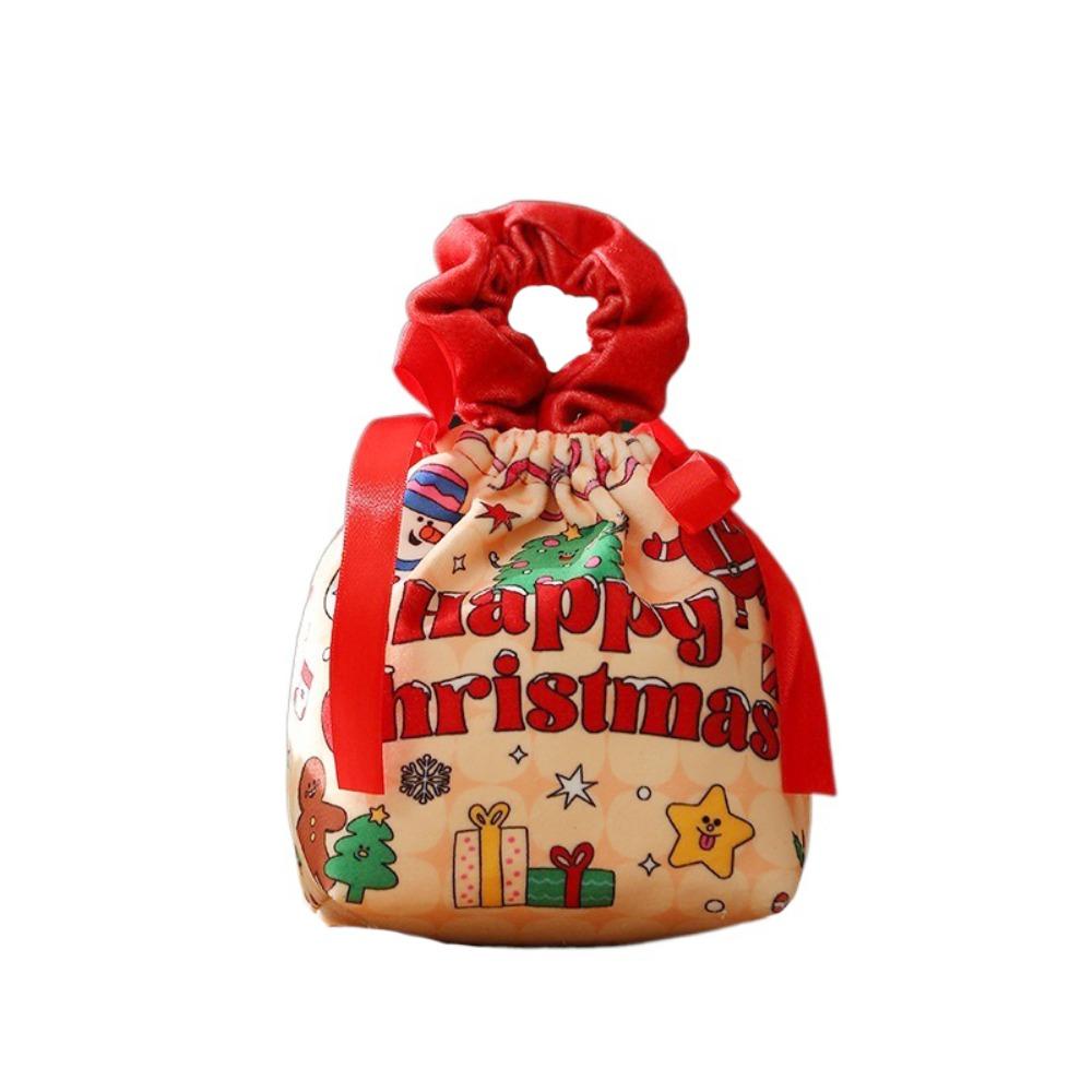 Bow Closure Christmas Gift Bag Velvet Material Portable Design Drawstring Pouches DIY Creative Handbag Style Festival Gift Bag