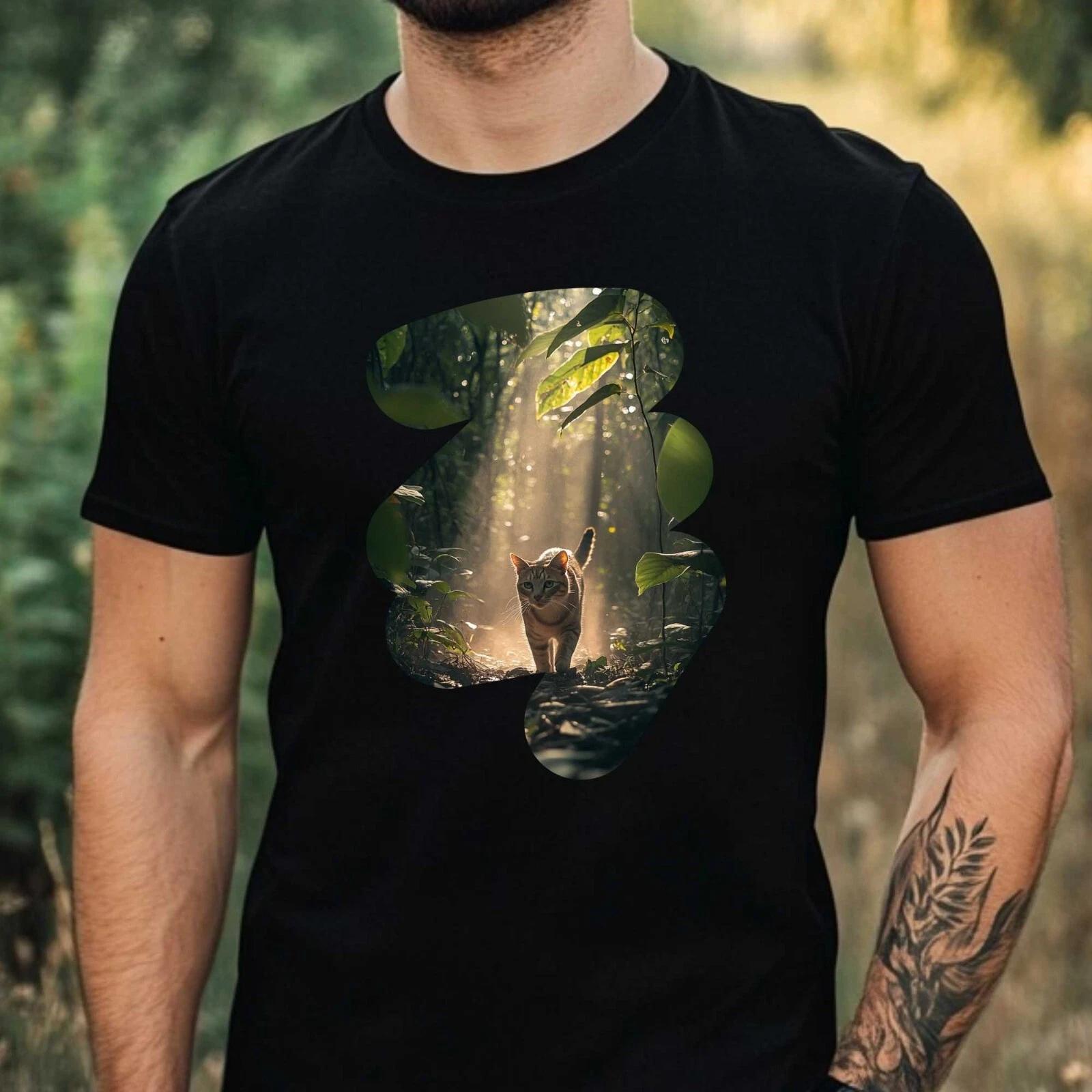 T-Shirt Herren Wilde Katze Motiv Baumwolle Größe XS bis 5XL XXL