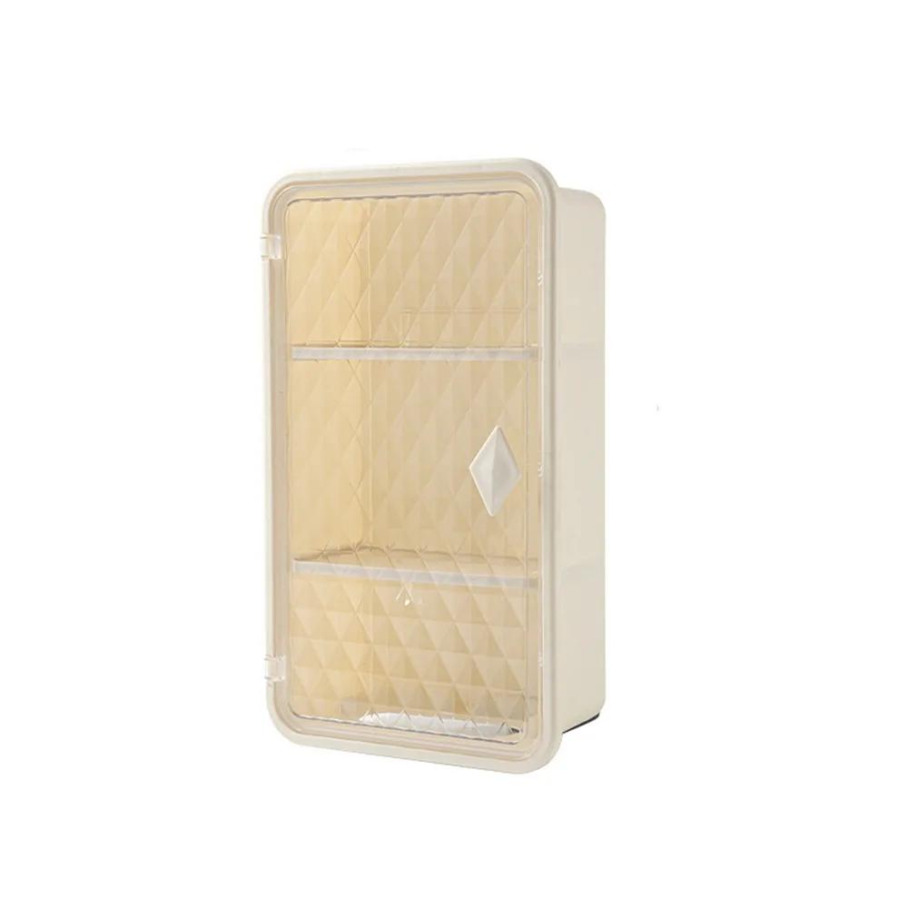 

Plastic Cosmetic Storage Box Large Capacity Waterproof Extractable Tissue Box Wall Mounted Space Saving Makeup Storage Holder бежевий