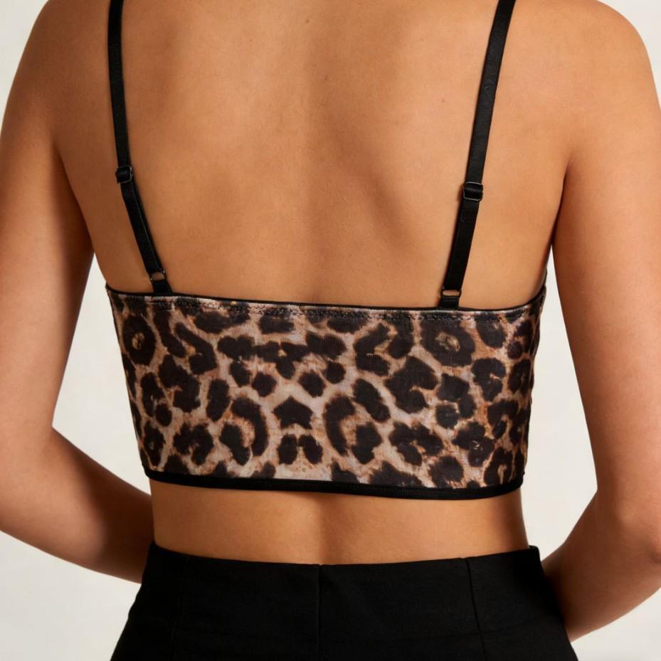 Y2K Velvet Leopard Print Lace-Up Camisole Top