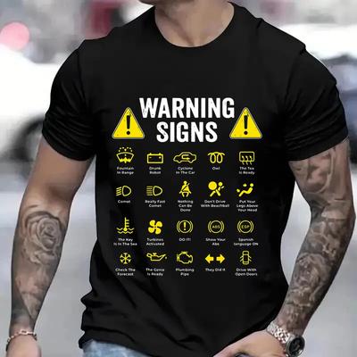 T Shirt for Men Clothing Funny Driving Warning Signs 101 Auto Mechanic Gift Driver Men Tshirt Summer Tee Shirts Clothes Y2k Tops