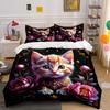 Elegant Floral Cat Art Set - Home Decor Kid'S And Adults' Bedroom Decor, Exquisite Three-Piece Bedding Set Gift