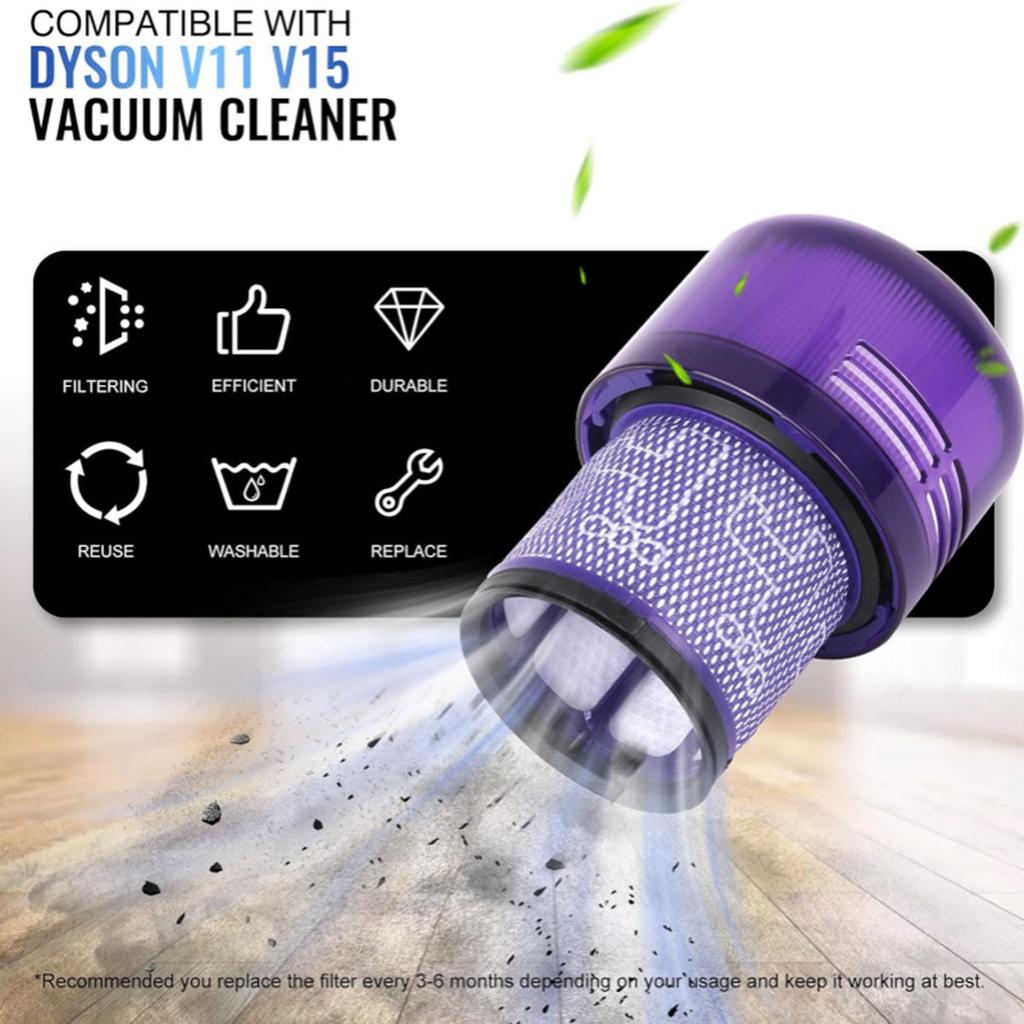 Ühilduv asendusprügikast + filter Dysoni V11, V15, SV14, SV15, SV22 tolmuimejatele – osa nr. 970050-01 ja 965443-01